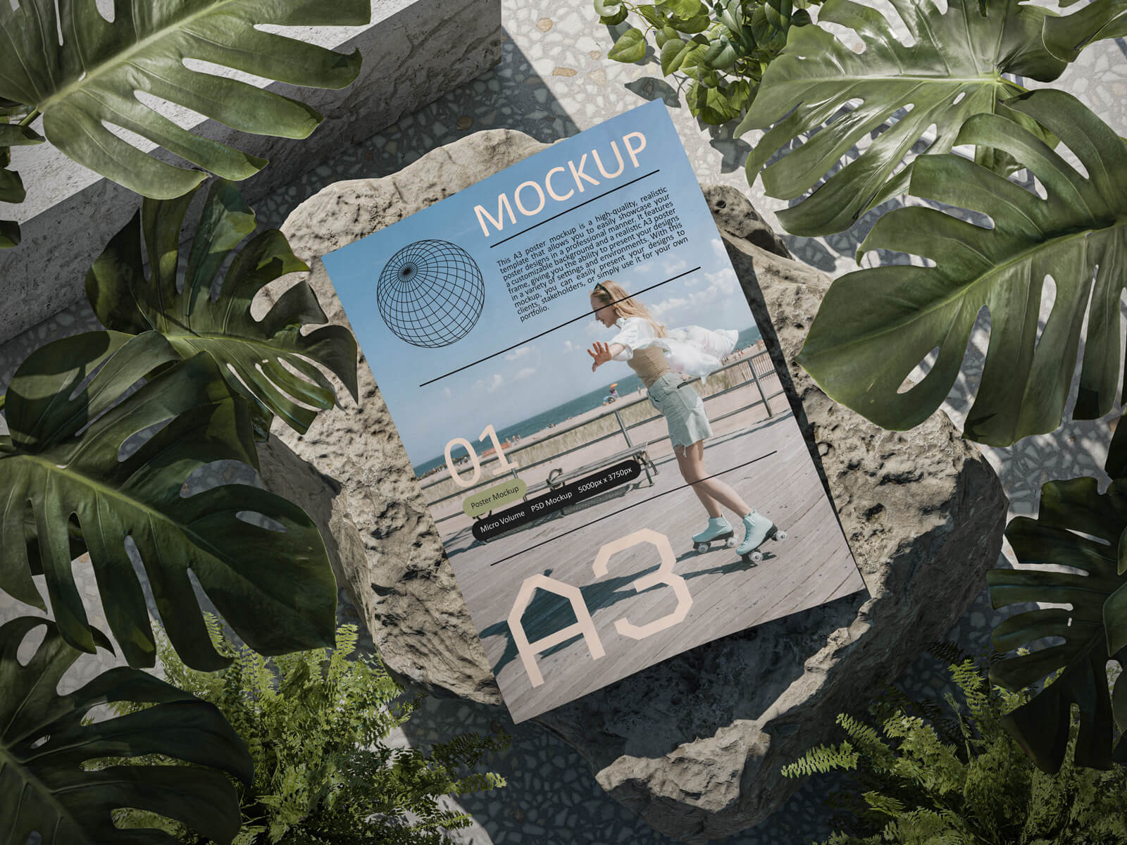 Free Beautiful Nature A3 Poster Mockup PSD