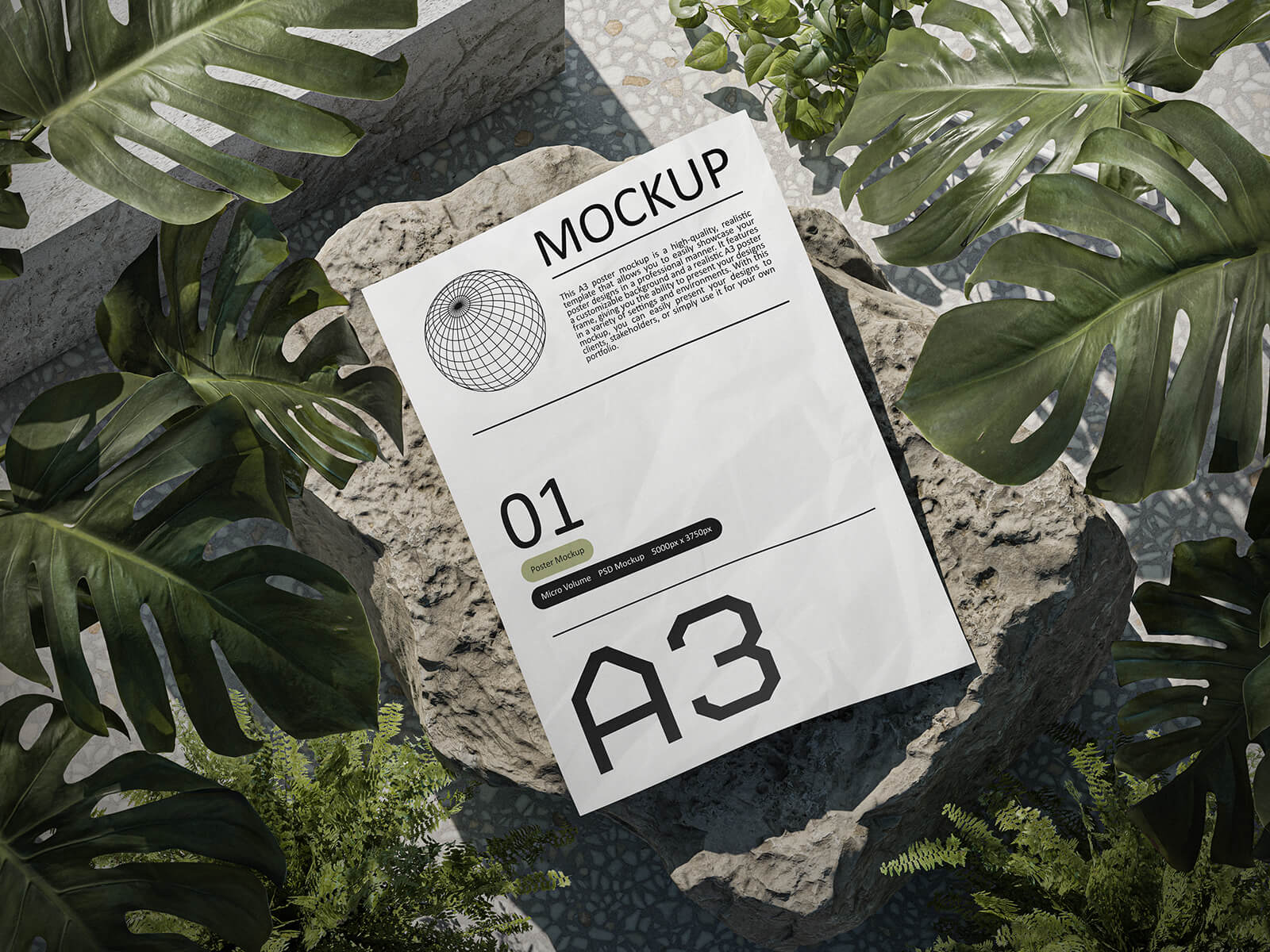 Free Beautiful Nature A3 Poster Mockup PSD