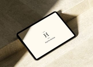 Free Beige Environment Shadow iPad Pro Mockup PSD