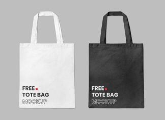 Free Black & White Tote Bag Mockup PSD