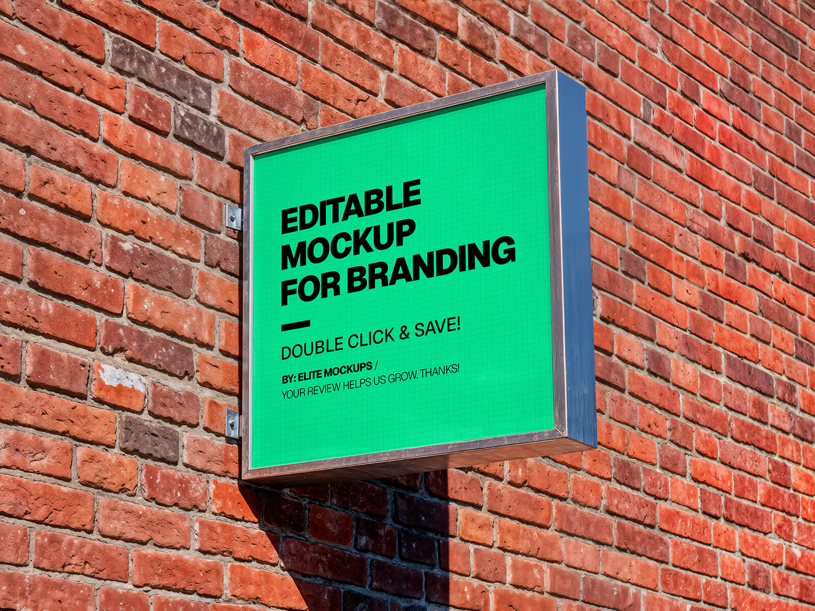 Free Brick Wall Square Signboard Mockup PSD