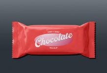 Free Chocolate / Candy Snack Bar Packaging Mockup PSD