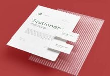 Free Floating Business Card & Letterhead Mockup PSD