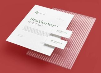 Free Floating Business Card & Letterhead Mockup PSD