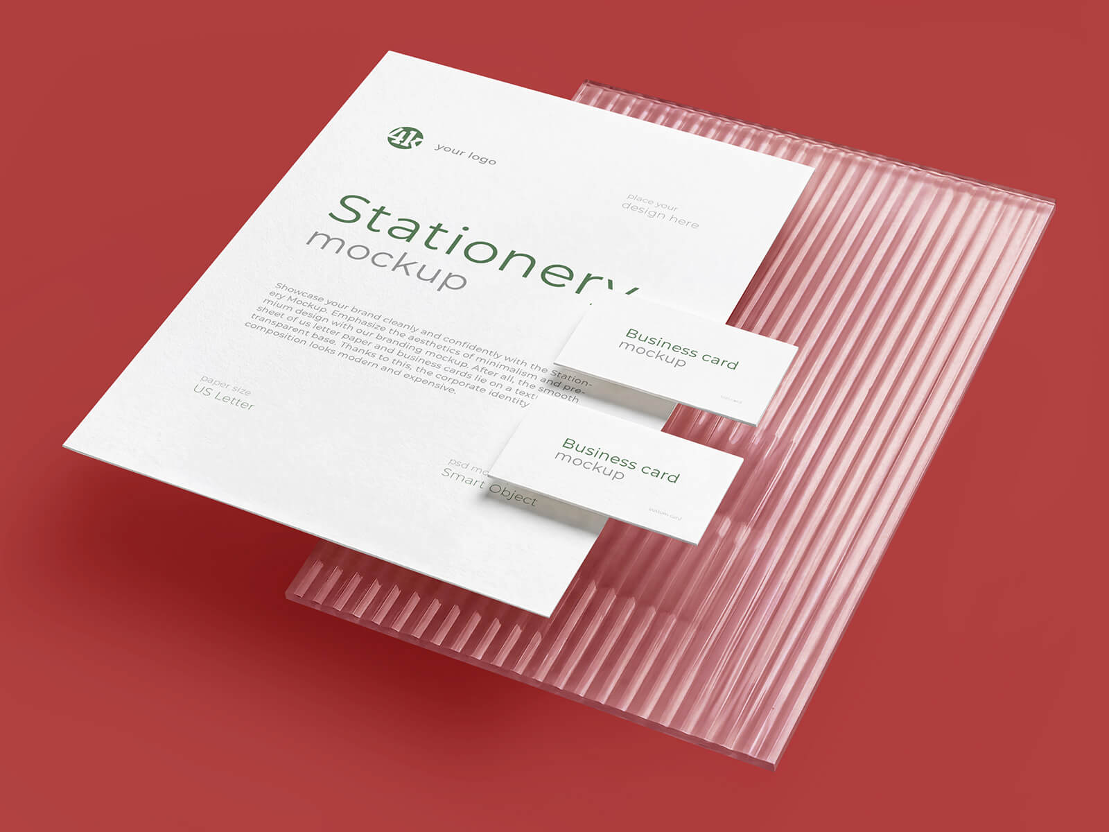 Free Floating Business Card & Letterhead Mockup PSD