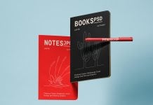 Free Floating Paper Notebooks Cover Design Mockup PSD