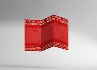 Free Floating Z-Fold Brochure Mockup PSD