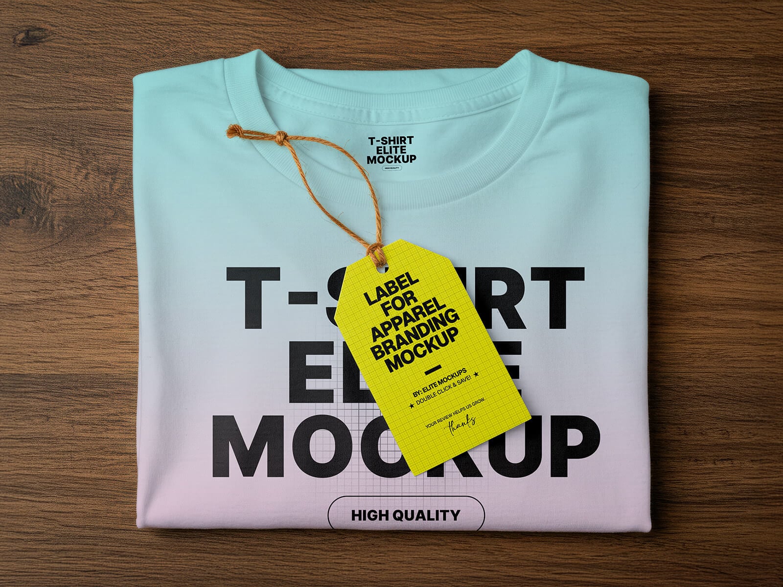 Free Folded T-Shirt With Hanging Tag Mockup PSD
