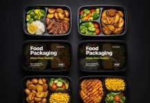 Free Top View Plastic Food Containers Mockup PSD