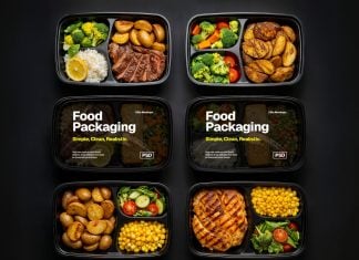 Free Top View Plastic Food Containers Mockup PSD