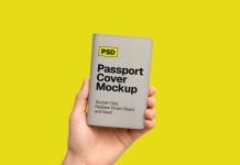 Free Hand-Held Passport Booklet Cover Mockup PSD
