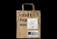 Free Kraft Shopping Bag Mockup PSD With Sticky Note & Sticker