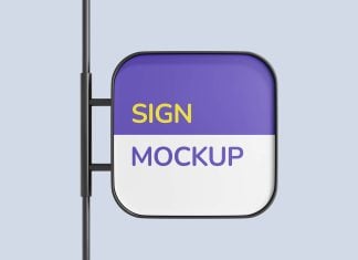 Free Mounted Sign Mockup PSD