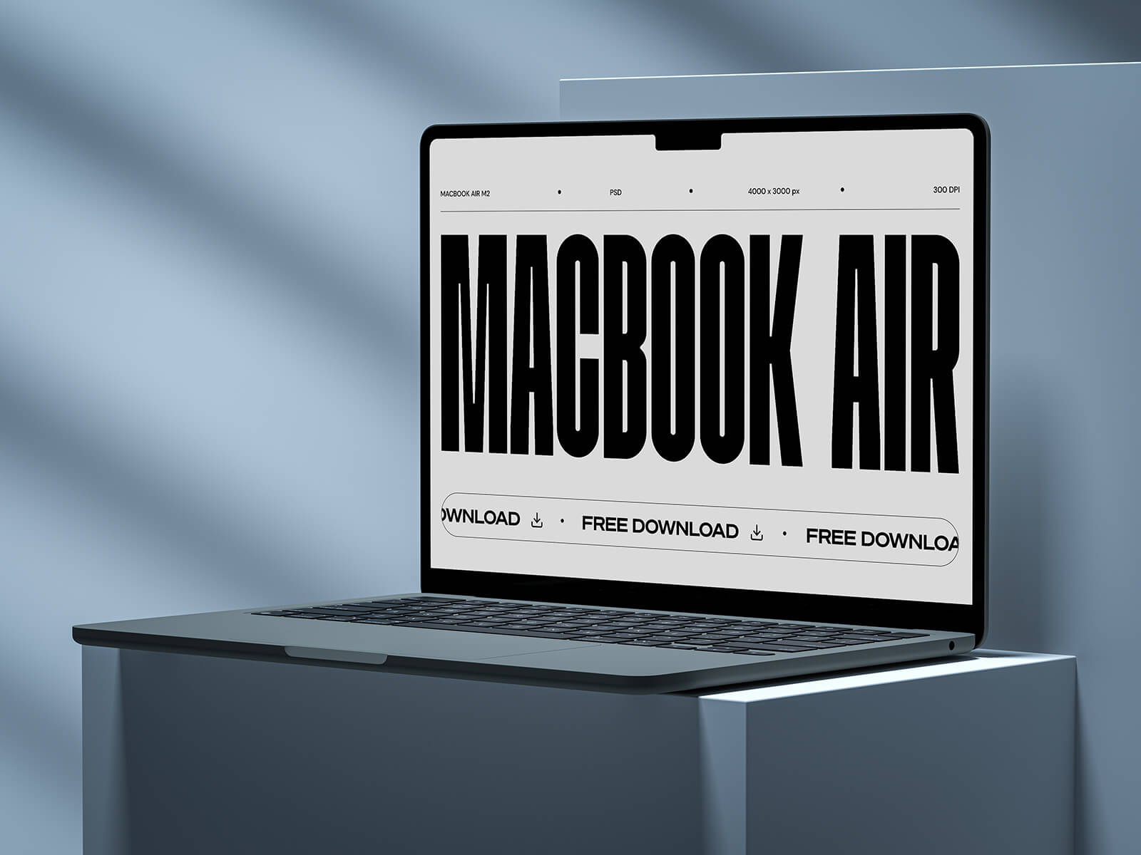 Free Notch Macbook Air Mockup PSD