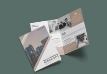 Free Premium 2-Fold Brochure Mockup PSD – Front & Inside View