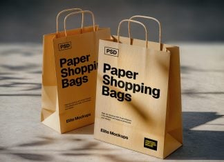 Free Premium Kraft Paper Shopping Bag Mockup PSD