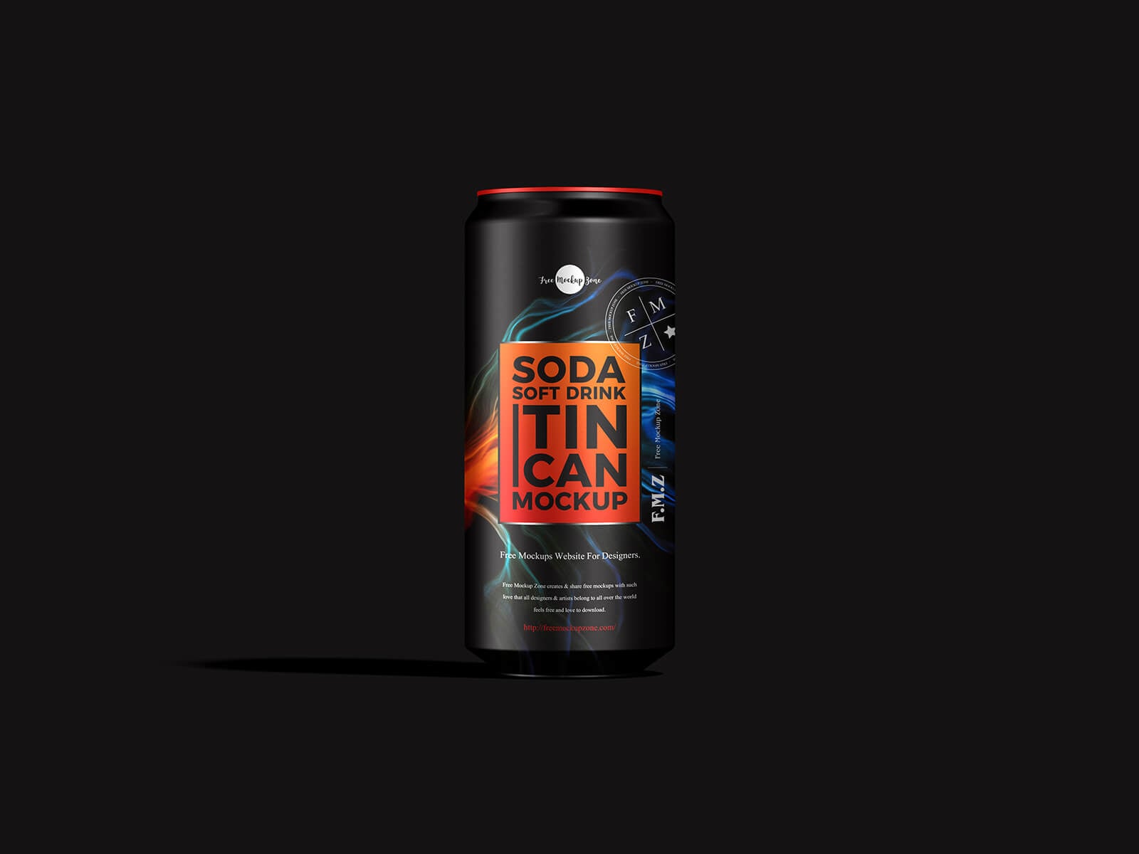Free Dark Soda Tin Can Mockup PSD