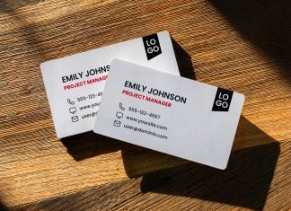 Free White Business Card Mockup PSD