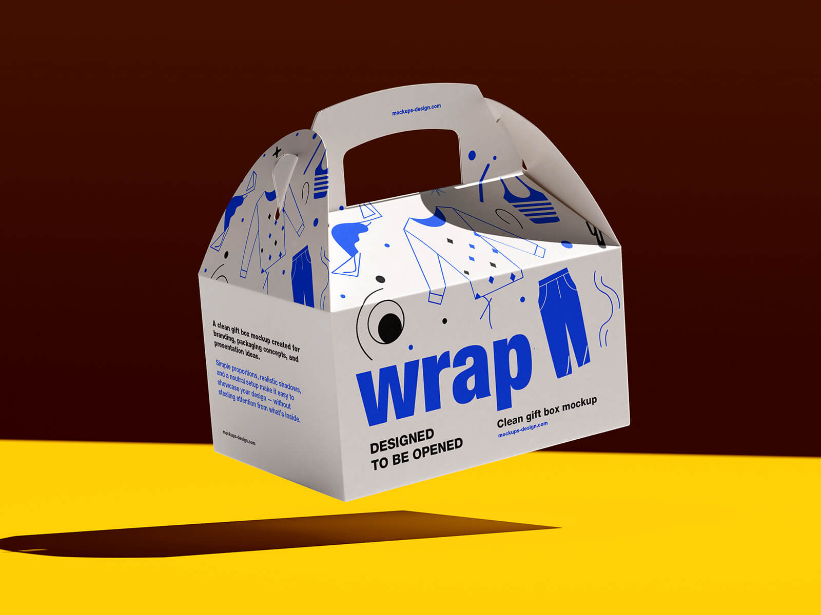 Free Handle Gable Gift Box Mockups PSD
