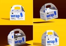 Free Handle Gable Gift Box Mockups PSD
