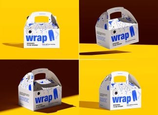 Free Handle Gable Gift Box Mockups PSD