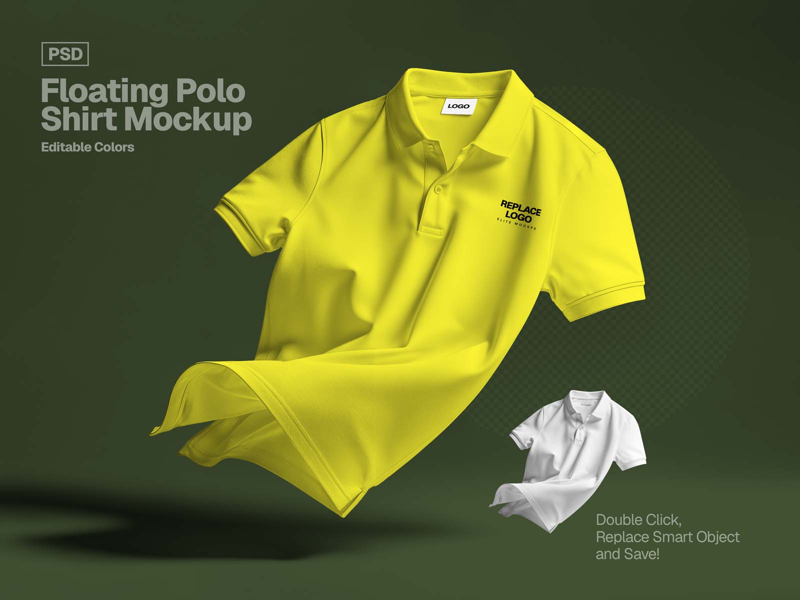 Free Floating Polo T-Shirt Mockup PSD – Clean Studio Edition