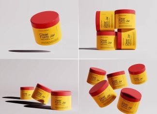 Free Cosmetic Skincare Cream Plastic Jar Mockup PSD set