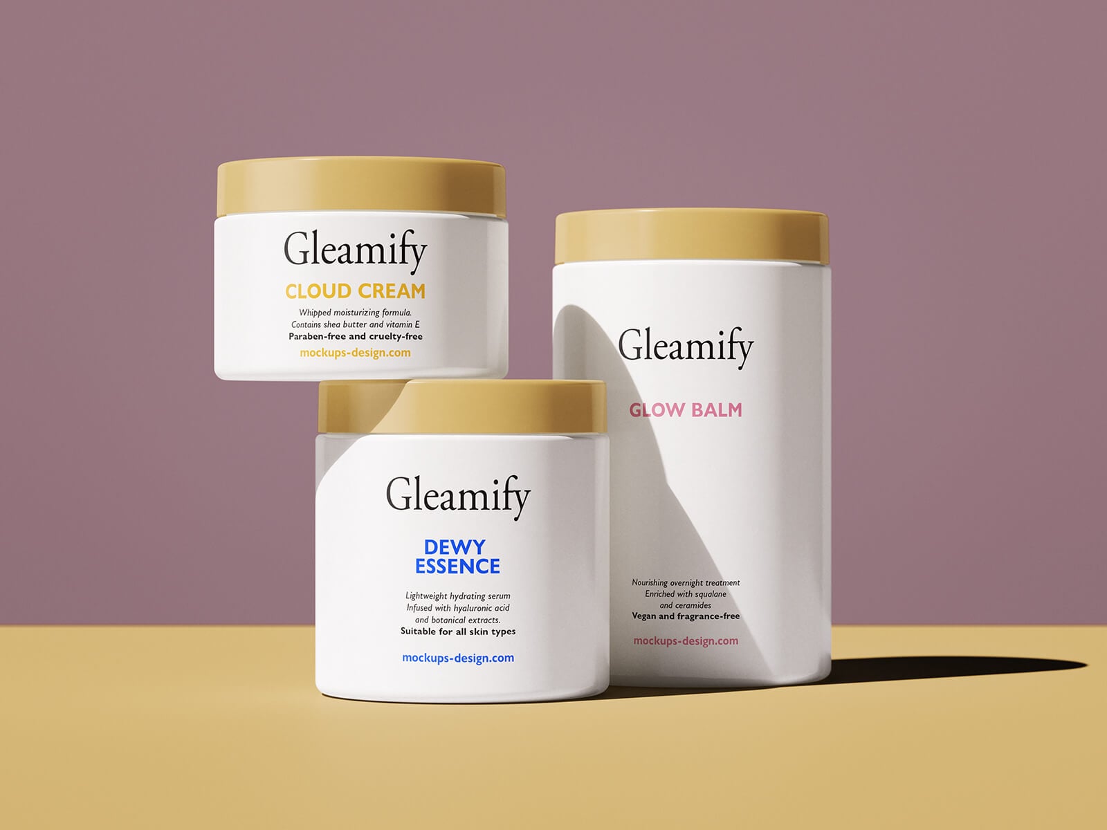 3 Free Multiple Cosmetic Cream Jars Mockup PSD Set