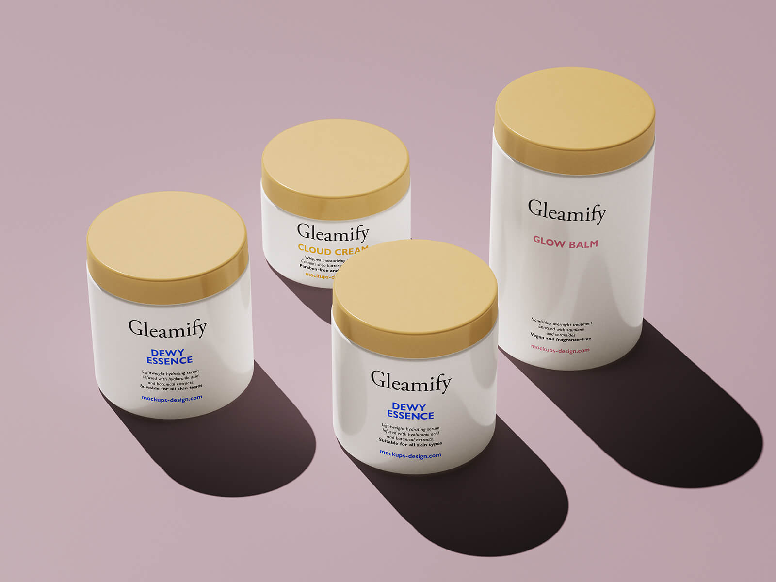 3 Free Multiple Cosmetic Cream Jars Mockup PSD Set