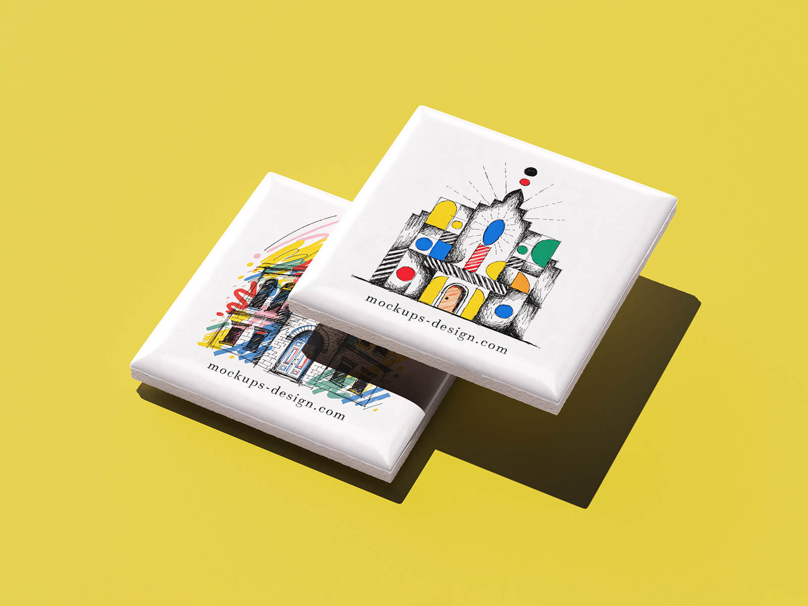 Free Ceramic Stone Fridge Magnet Mockup PSD Set