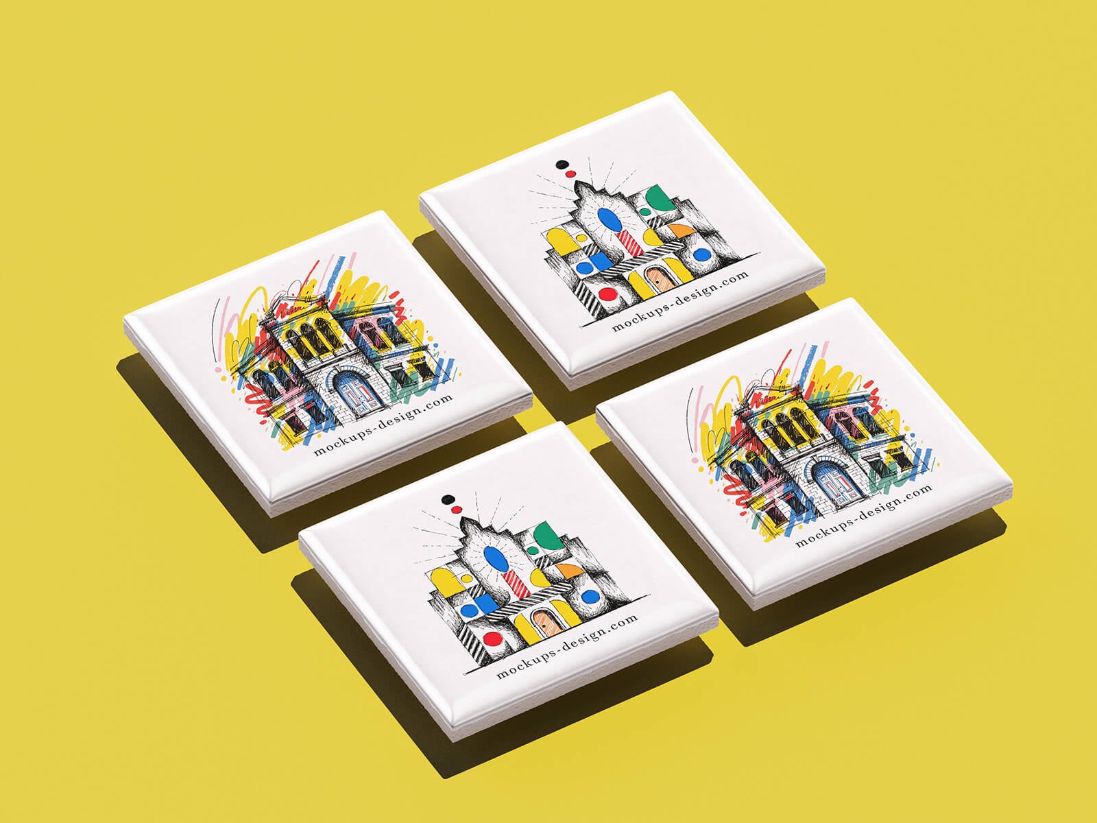 Free Ceramic Stone Fridge Magnet Mockup PSD Set