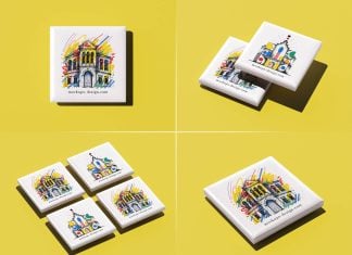 Free Ceramic Stone Fridge Magnet Mockup PSD Set