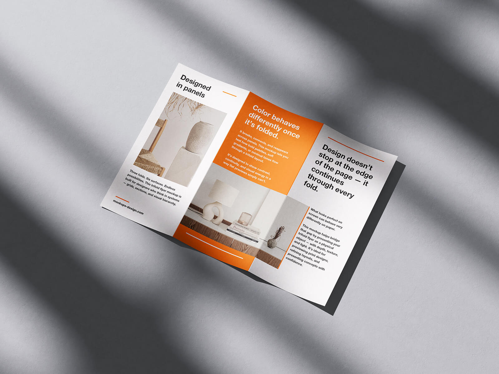 5 Free Ultra-Realistic Tri-Fold Brochure Mockups with Organic Shadows