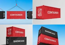4 Free Shipping Container Mockup PSD Files Set