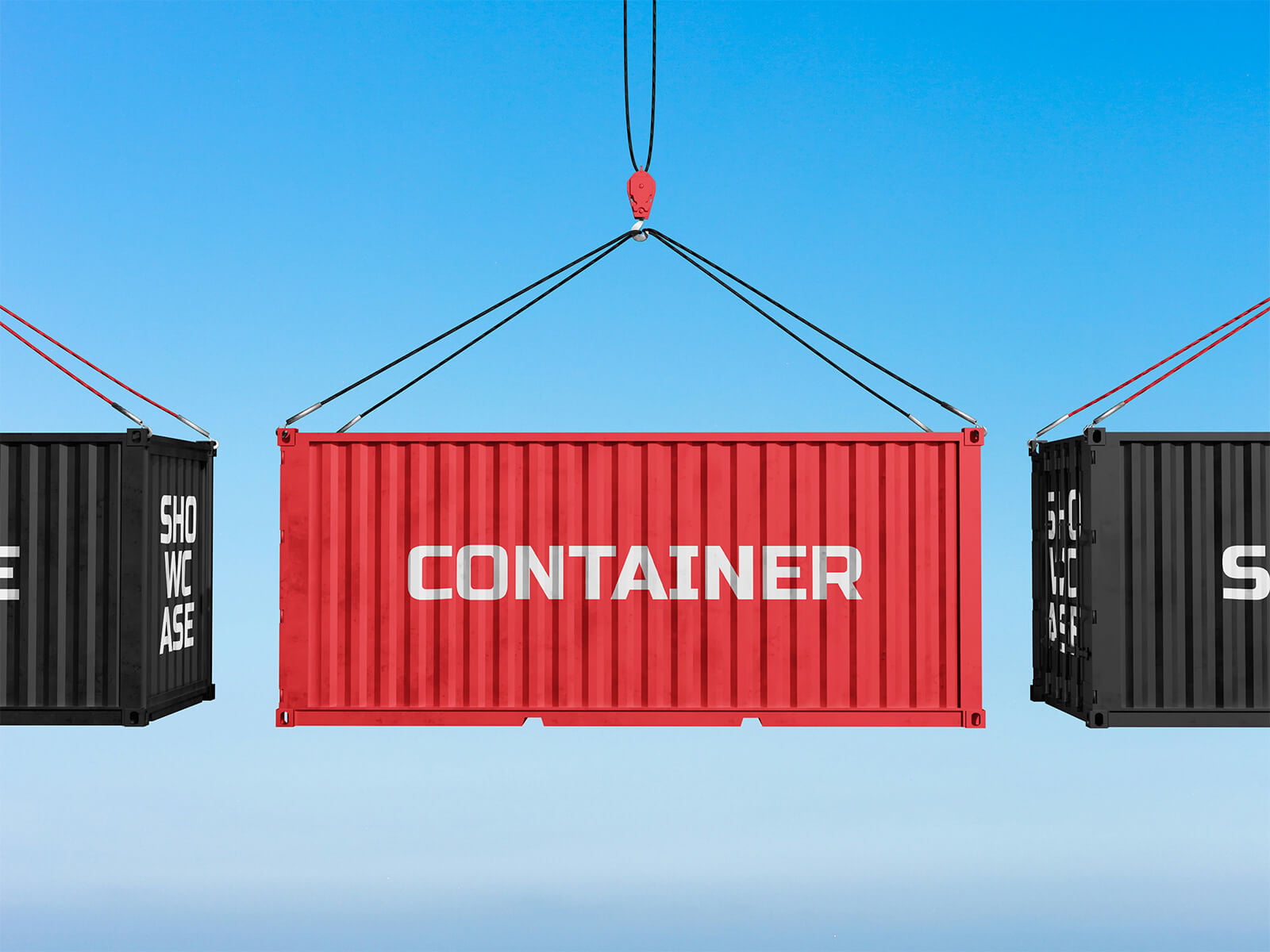 4 Free Shipping Container Mockup PSD Files Set