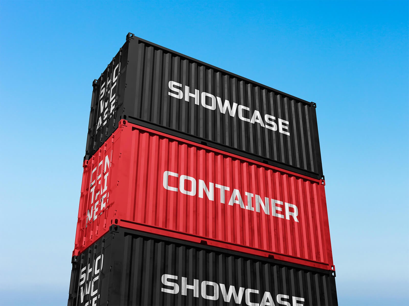 4 Free Shipping Container Mockup PSD Files Set