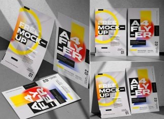 3 Free Premium A4 Flyer Mockup PSD Files Set