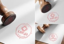 3 Free Round Stamp Logo Mockup PSD Files Set