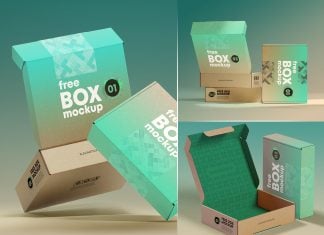 3 Free Premium Mailer Box Mockup PSD Files Set