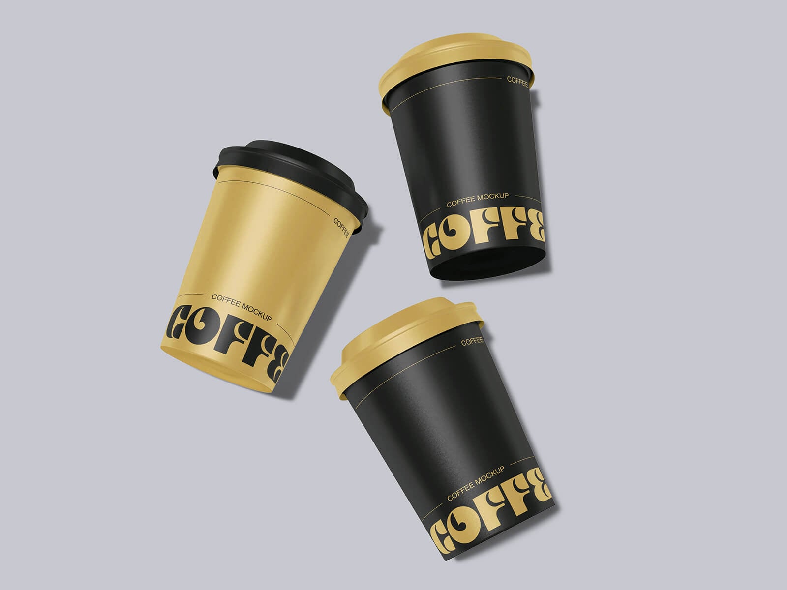 3 Free Minimal Coffee Cup Branding Mockup PSD Set