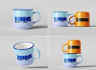 5 Free 16 Oz Enamel Mug Mockup PSD Files Set
