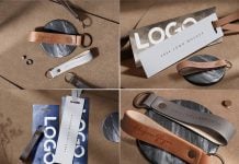 4 Free Premium Hang Tag & Leather Keychain Mockup PSD Files