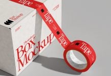 Free Carton Sealing Packing / Shipping Tape Mockup PSD Set