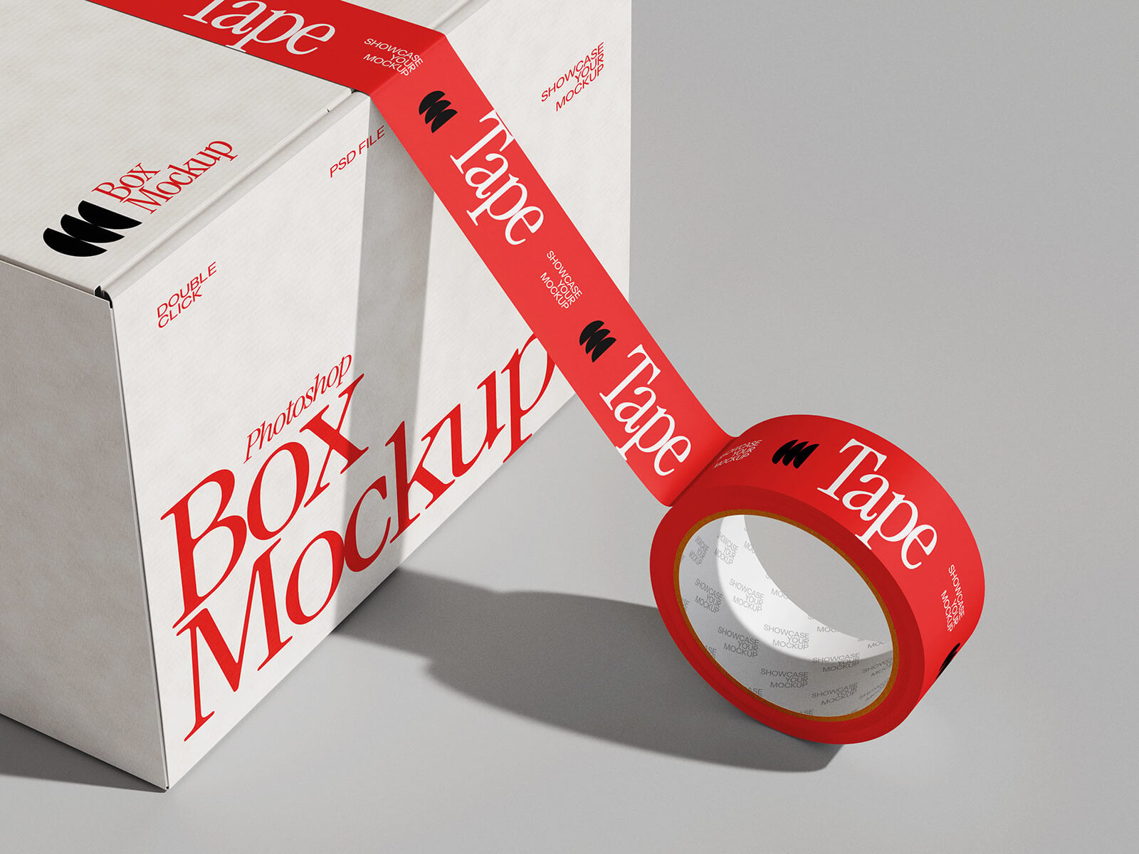 Free Carton Sealing Packing / Shipping Tape Mockup PSD Set