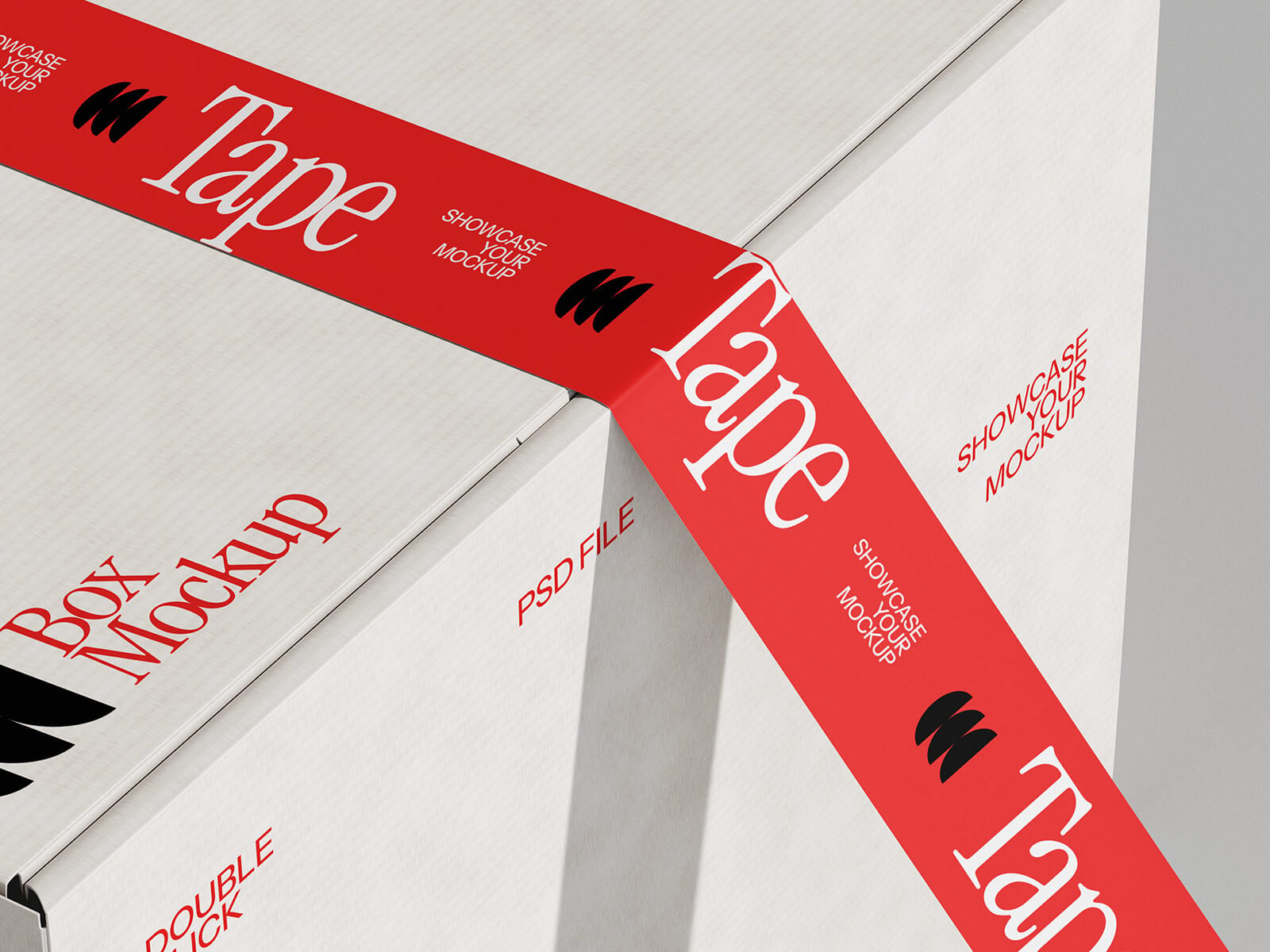 Free Carton Sealing Packing / Shipping Tape Mockup PSD Set