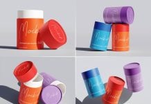 Free Cylindrical Cardboard Paper Tube Mockup PSD
