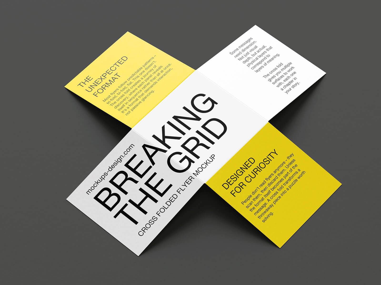 7 Free Cruciform / Iron Cross Fold Brochure Mockup PSD Files Set