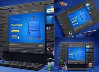 3 Free Premium 3D FaceBook Ad Mockup PSD Files Set