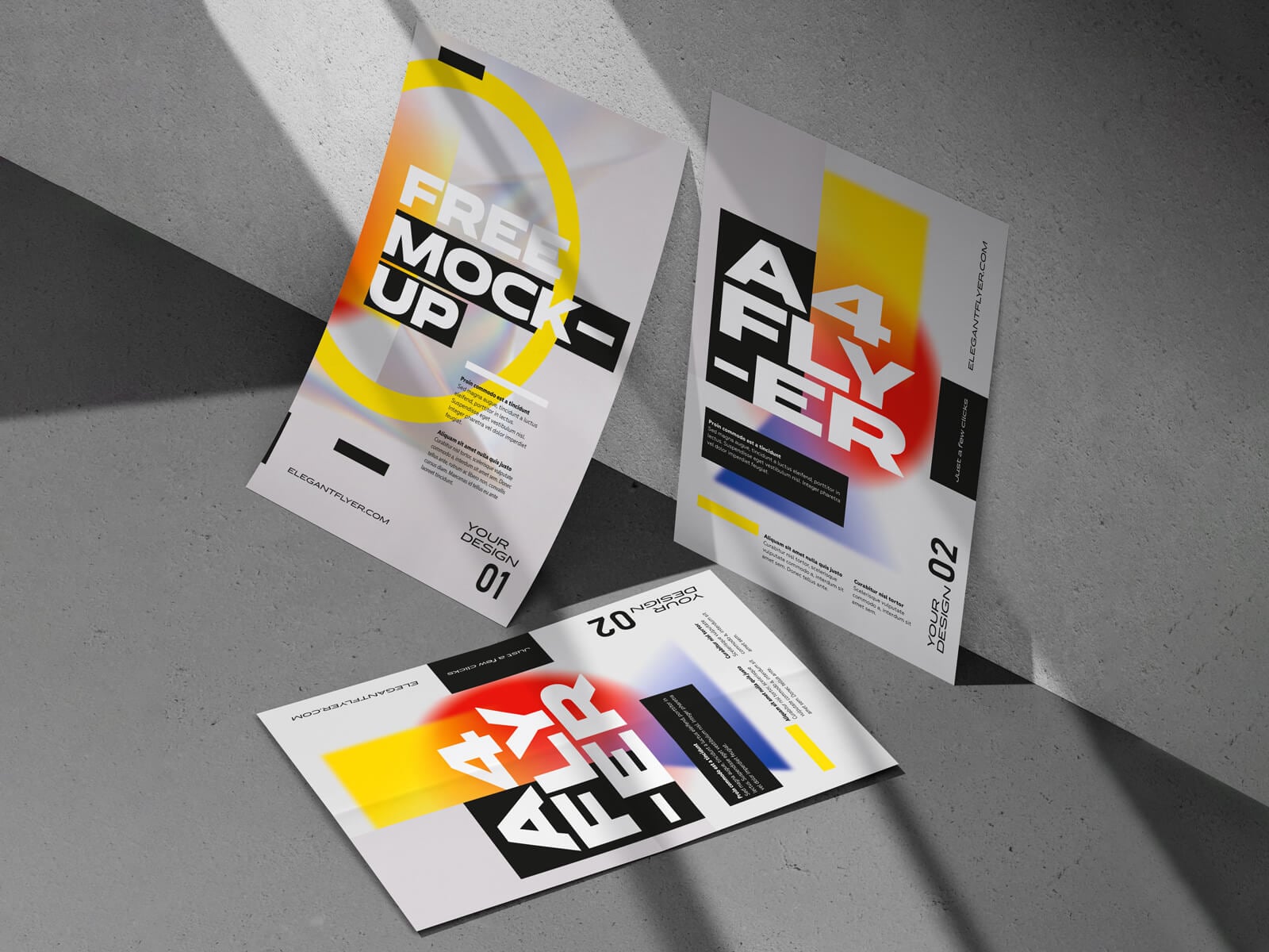 3 Free Premium A4 Flyer Mockup PSD Files Set