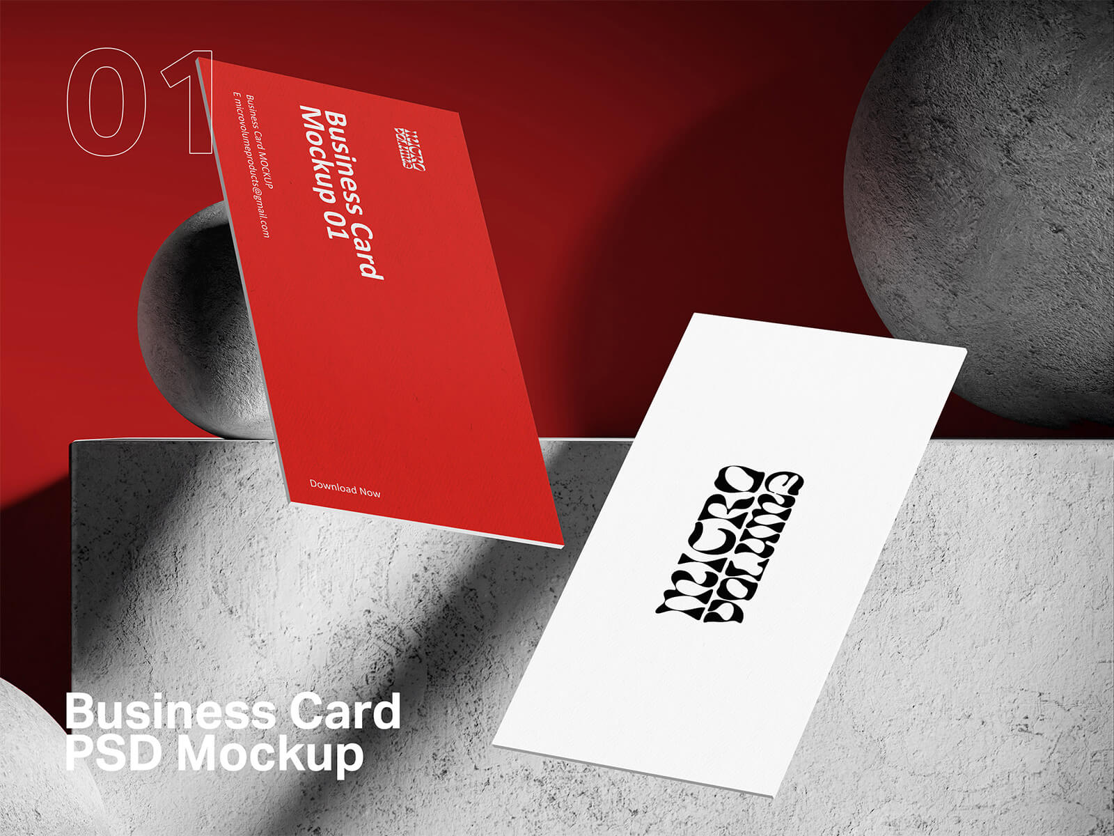 Free 2-Sided Floating Business Card Mockup PSD